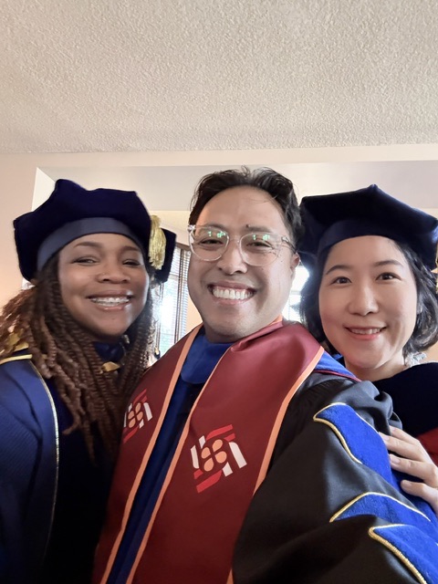 Dr. Skrine-Jeffers, Dr. Tolentino, and Dr. Park at commencement